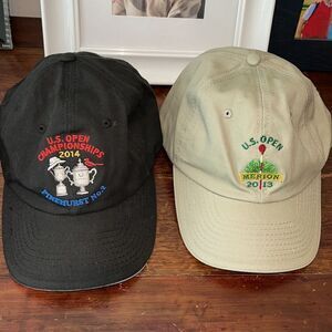 2- Mens 2013 Merion & 2014 US Open Pinehurst baseball patch sewn Golf Cap Hat